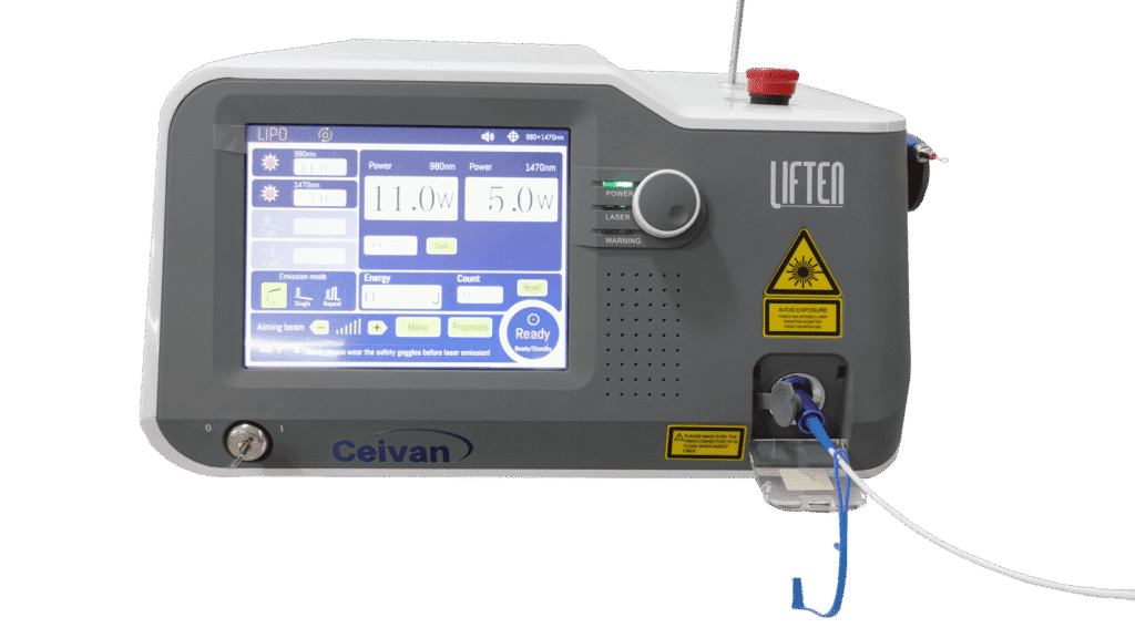 Máquina láser de última generación LIFTEN de Ceivan, utilizada para tratamientos de endolifting y lipo láser corporal en Clínica Lorents Murcia.