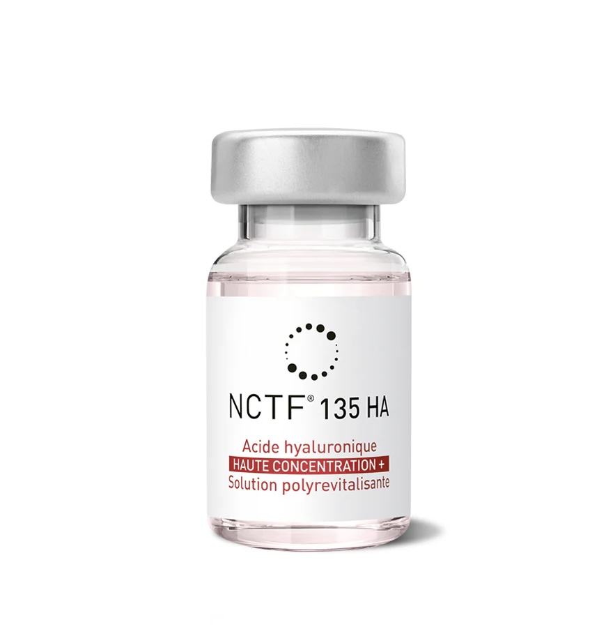 Vial del tratamiento de mesoterapia NCTF 135 HA para revitalización facial profunda en Clínica Lorents Murcia